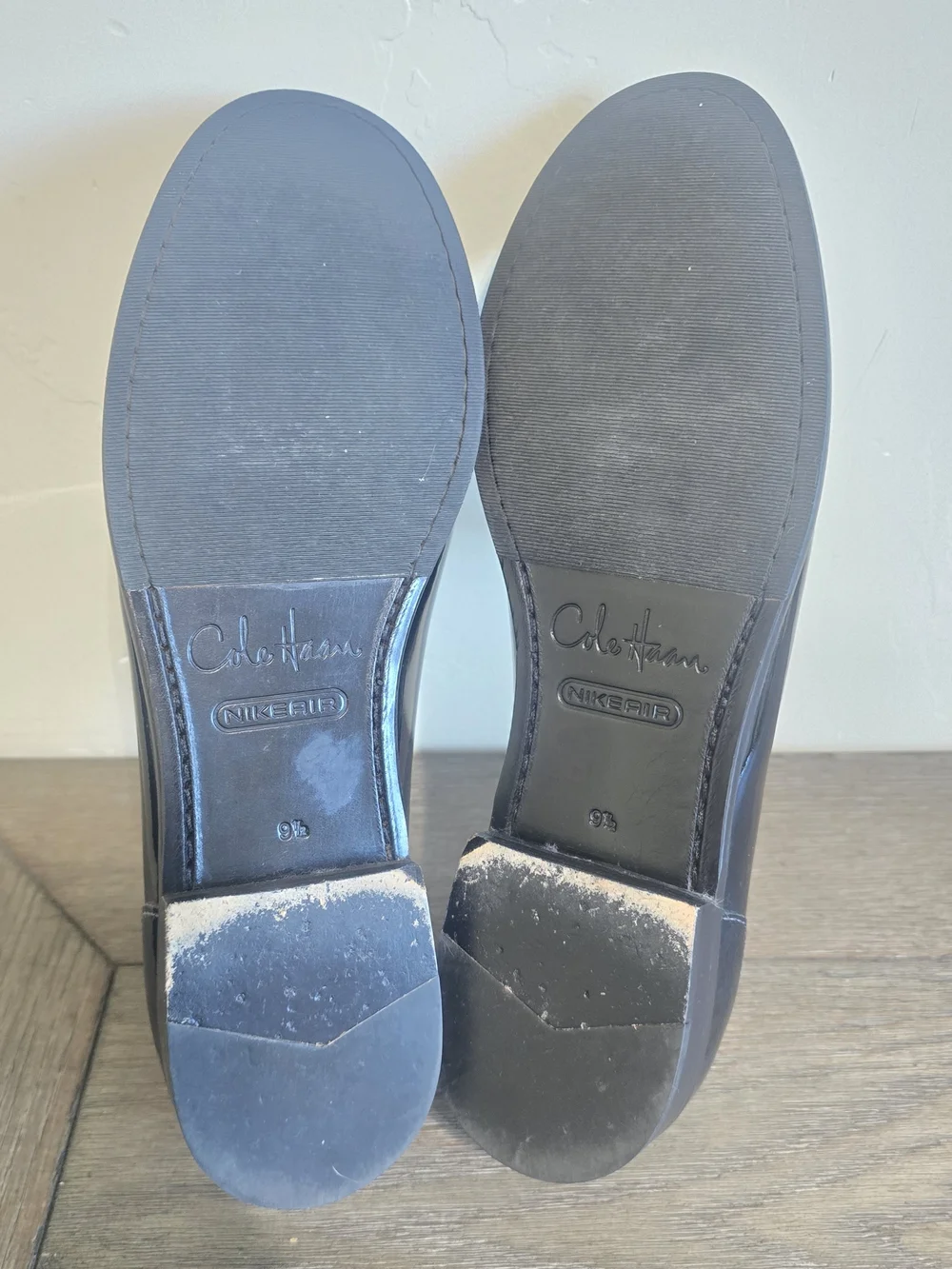 Cole Haan Nike Air Black Patent Leather Penny Loafers Women's 9.5 Preppy Office